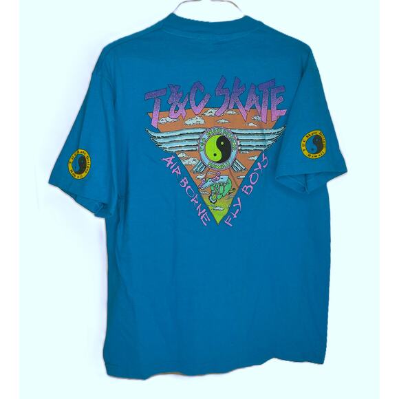 Vintage T&C Skate Designs Hawaii Air Borne Fly Boys T Shirt Hanes Size Large